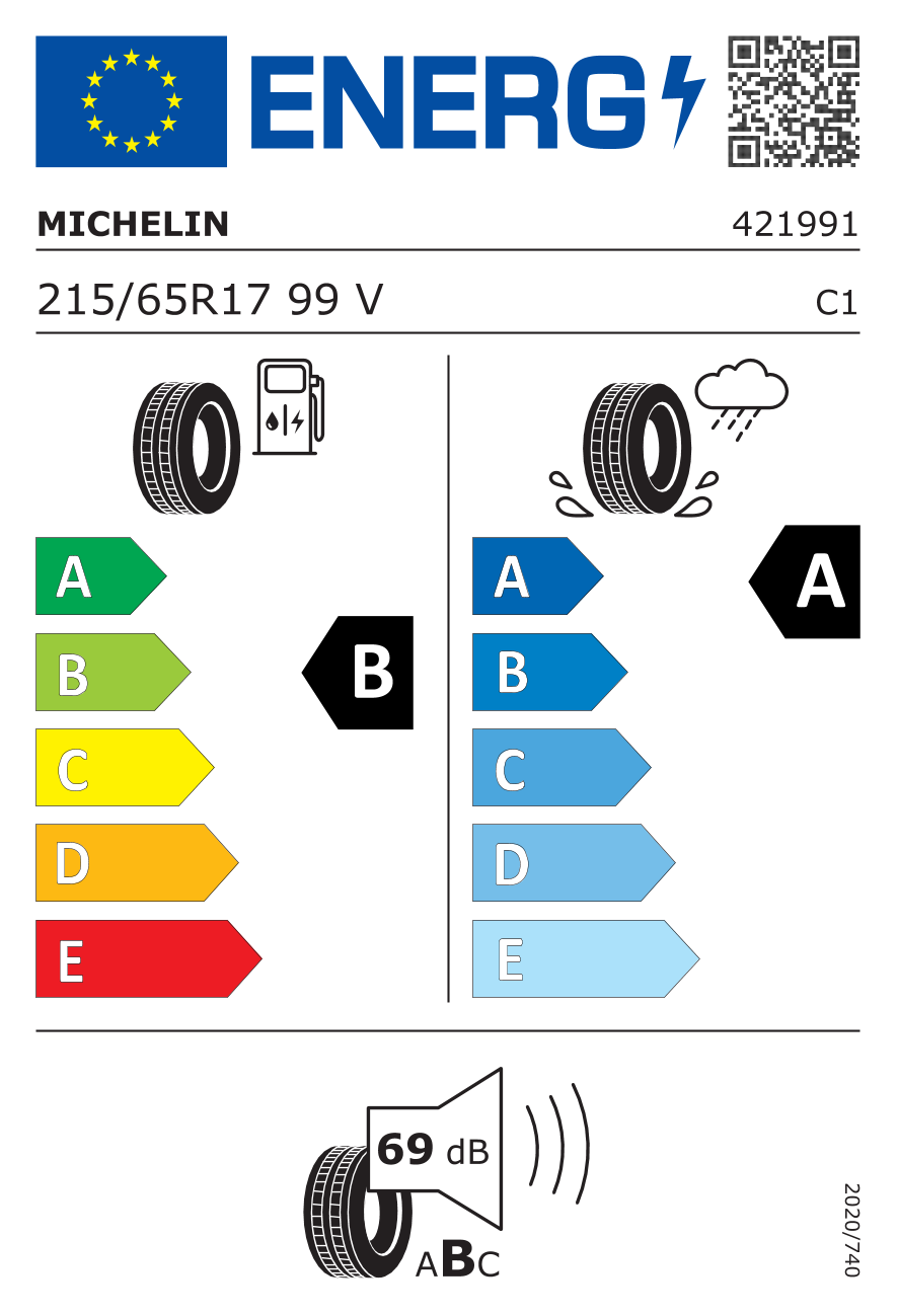 215/65R17 99V, Michelin, PRIMACY 4,TL FP,Mercedes B,A,B,69 -dB