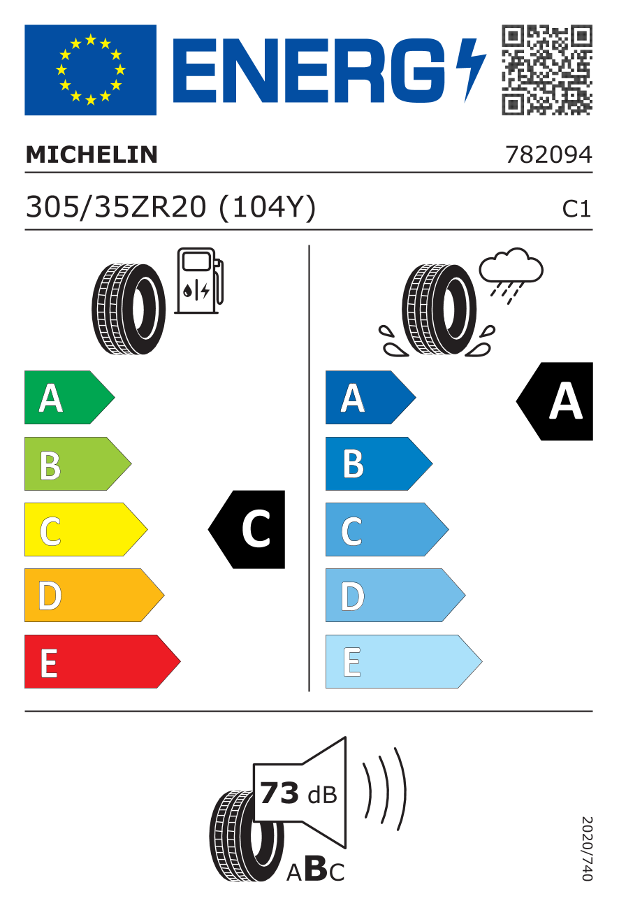 305/35R20 104Y, Michelin, PILOT SPORT 4 S,TL ZR FP C,A,B,73 -dB